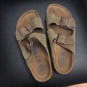 Taupe suede Birkenstock sandals
